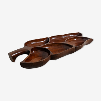 Wooden dish with compartments for aperitif or empty pockets XXL