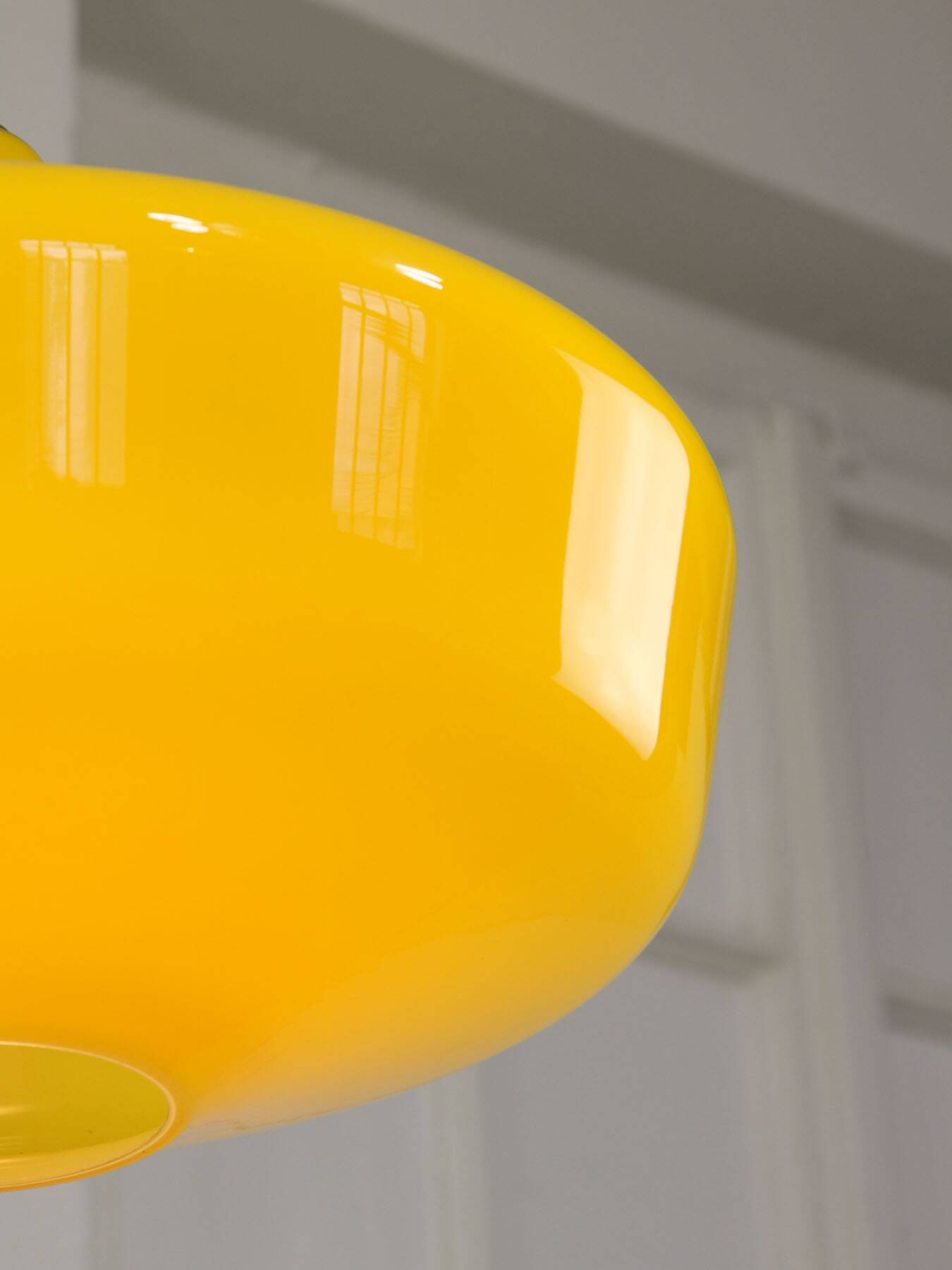 Mid-Century Italian Brass and Yellow Glass Pendant Lamp