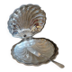 Scallop shell butter dish in silver metal made in England