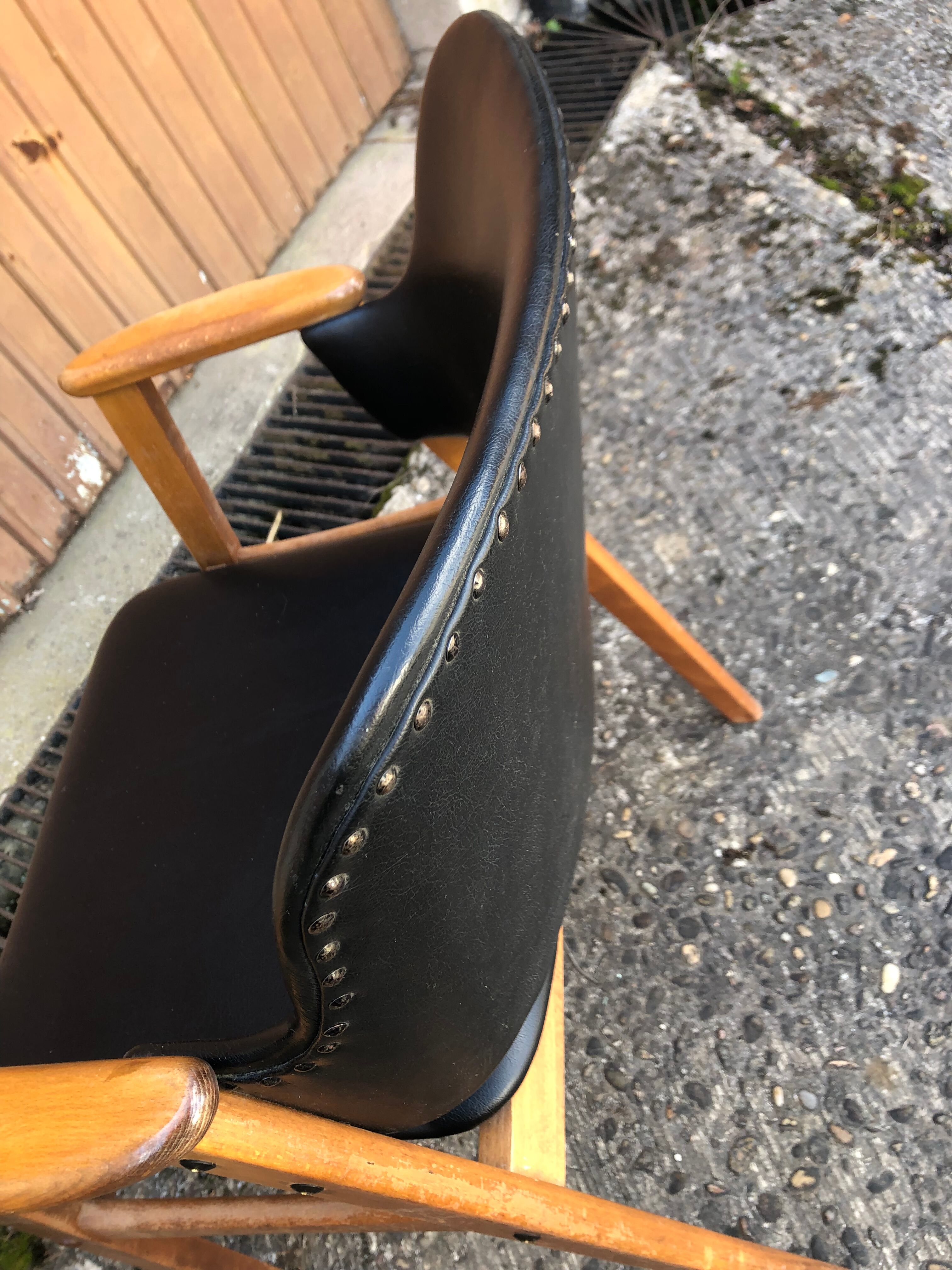 Danish armchair Erik Buch beech and Skaï 60s