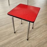 Vintage Lafague red formica set, 1 table, 6 chairs and 1 stool