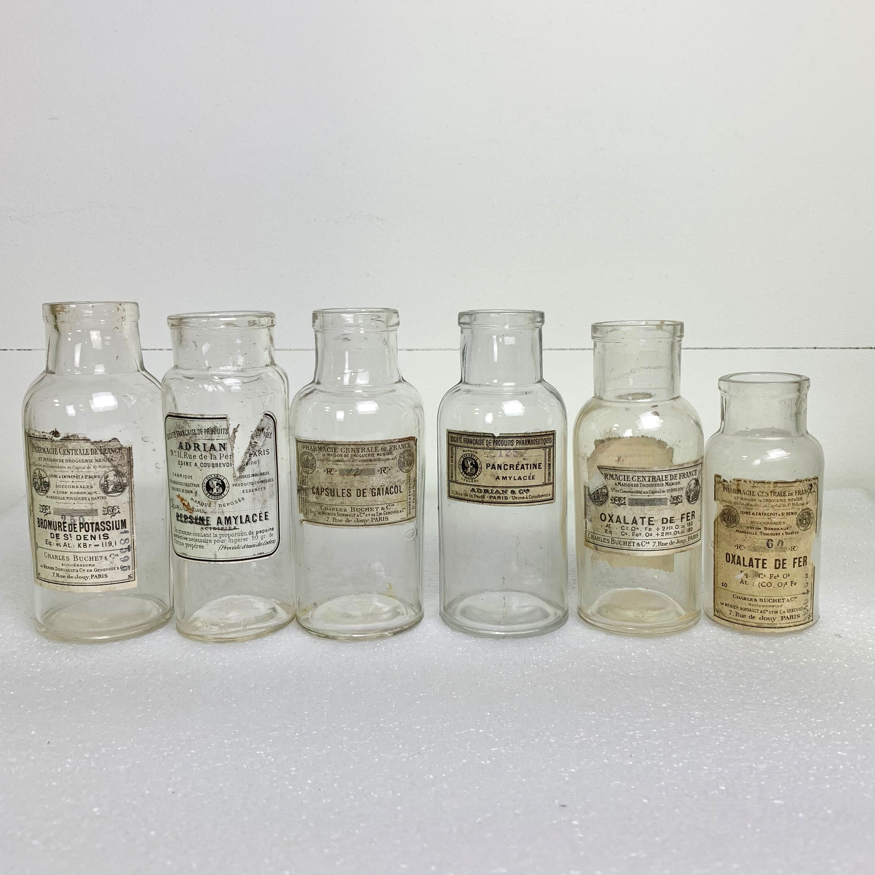 Set of 6 bottles of apothecary
