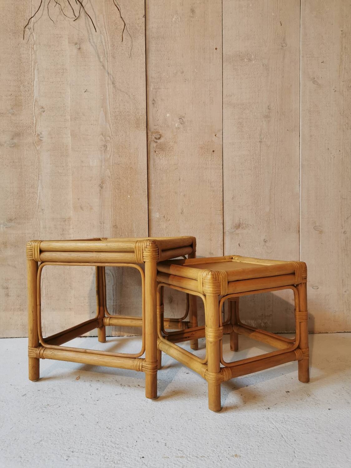 Rattan nesting tables