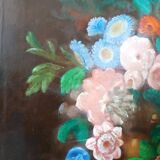 Oil painting on canvas vase with flowers 1970 signed Armandoi of flowers