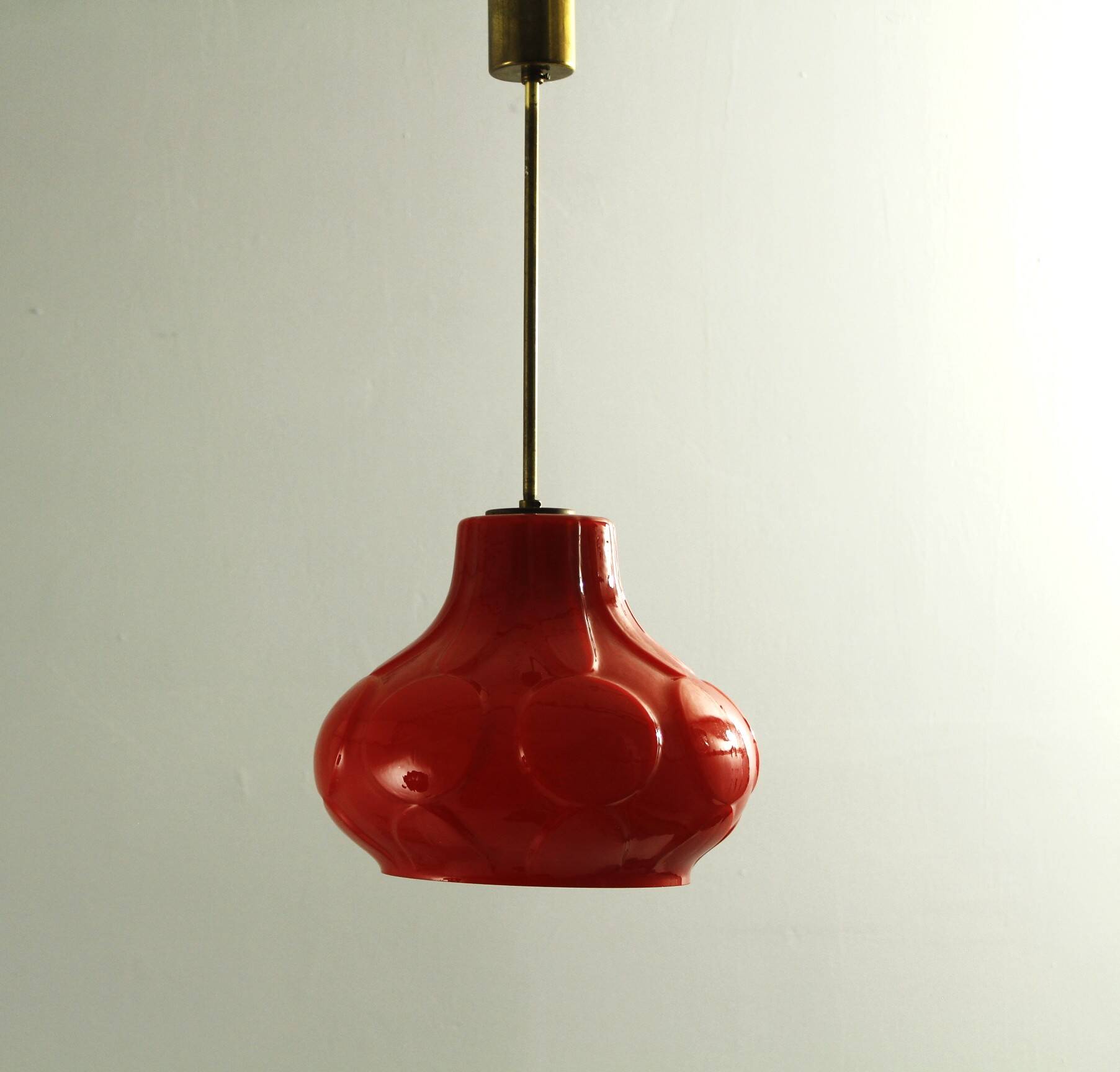 Glass and Brass Pendant by Napako , 1970s