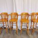 Set of 4 Vintage Bentwood High Pub Chairs with Armrests / Natural Wood Colo