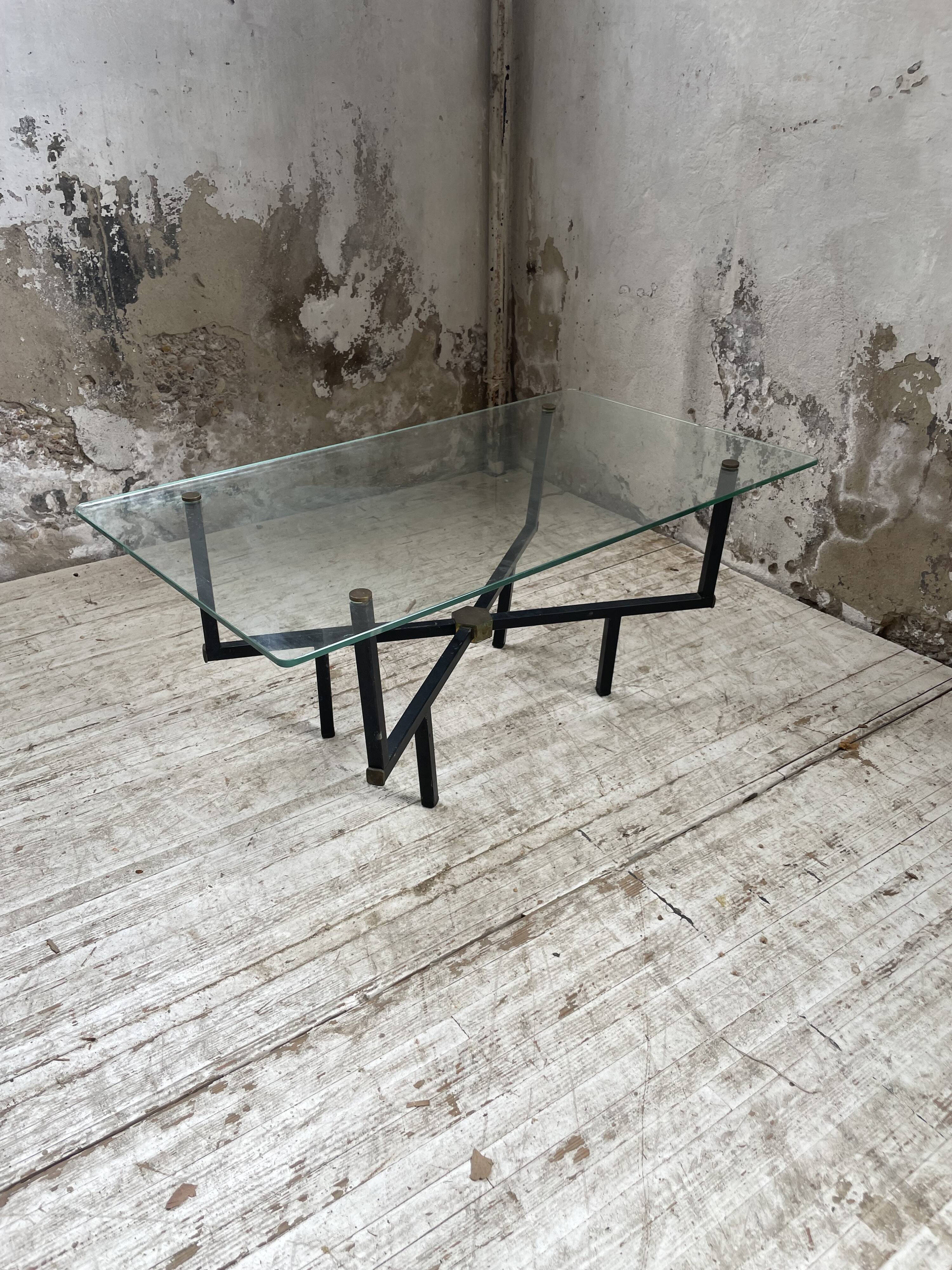 60s glass coffee table