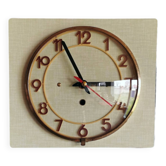 Vintage formica clock silent rectangle wall pendulum "Soft green"