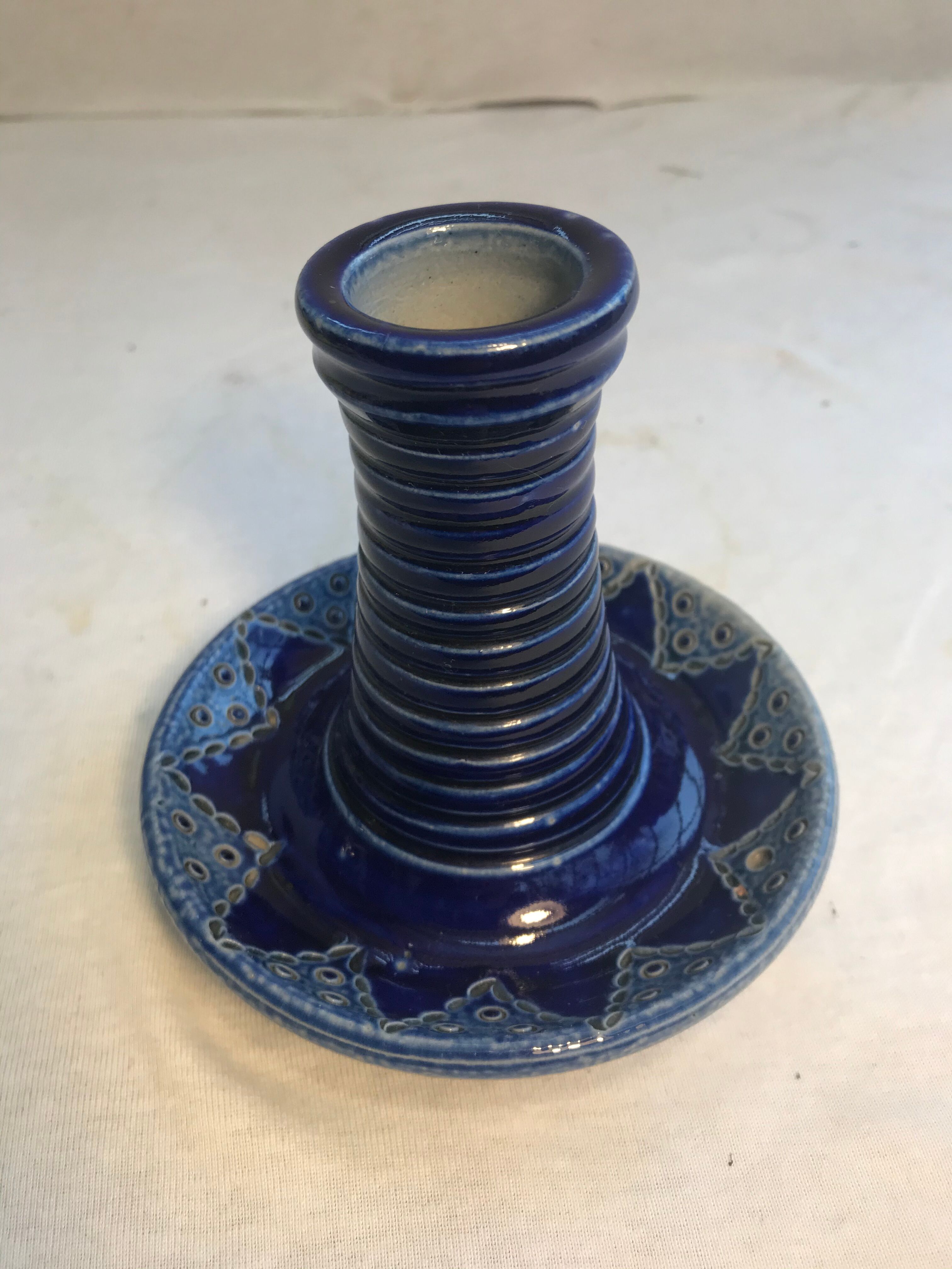 Pair of Betschdorf Schmitter ceramics bougeoirs