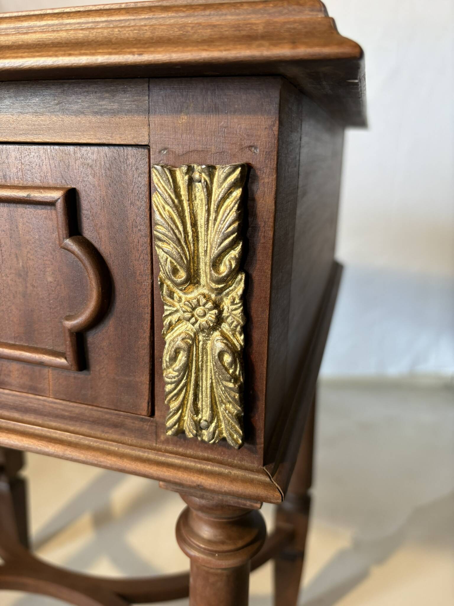 Pair of Louis XVI style bedside tables – gilt bronze details