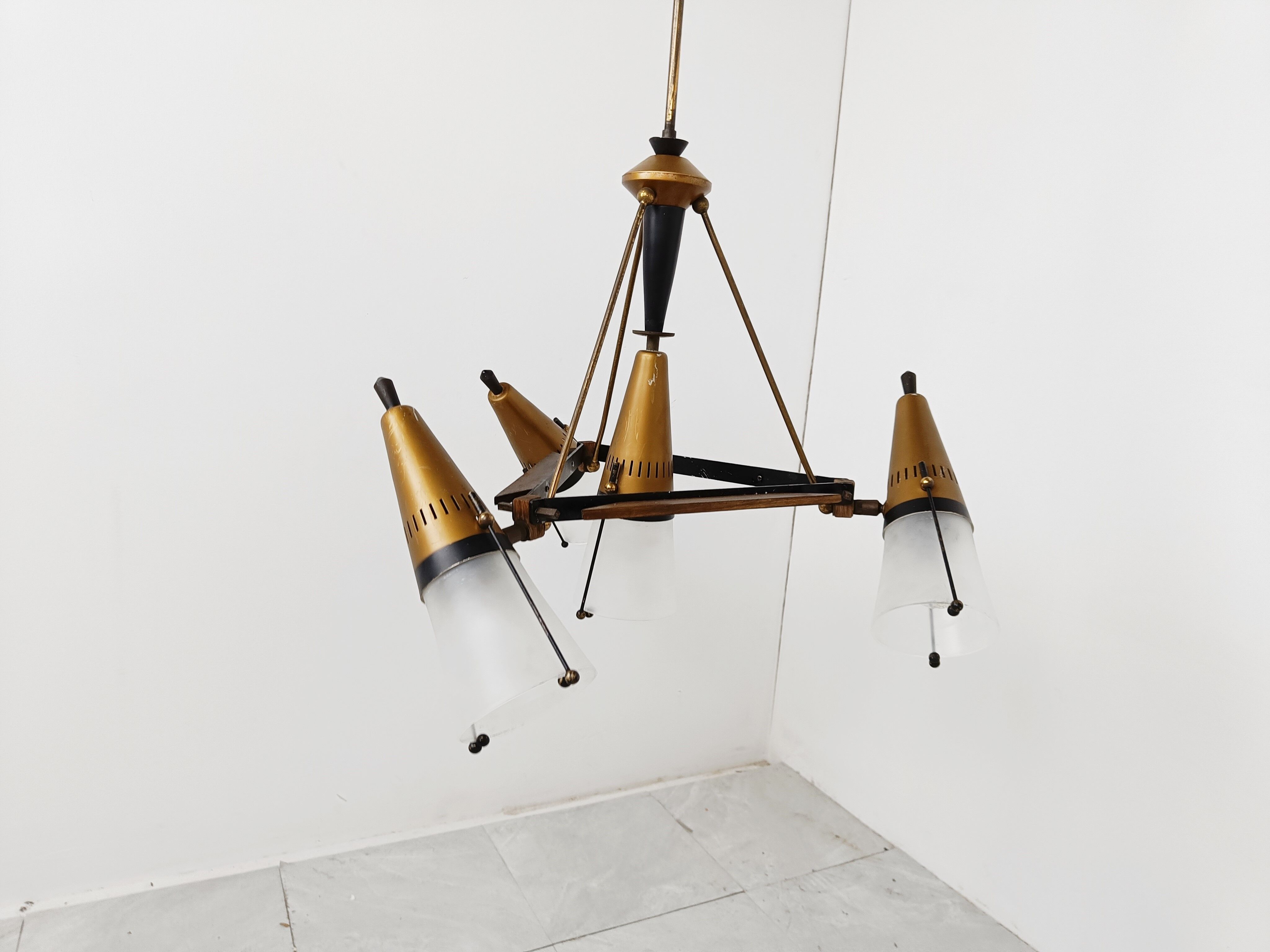Mid century chandelier by Oscar Torlasco, 1950s