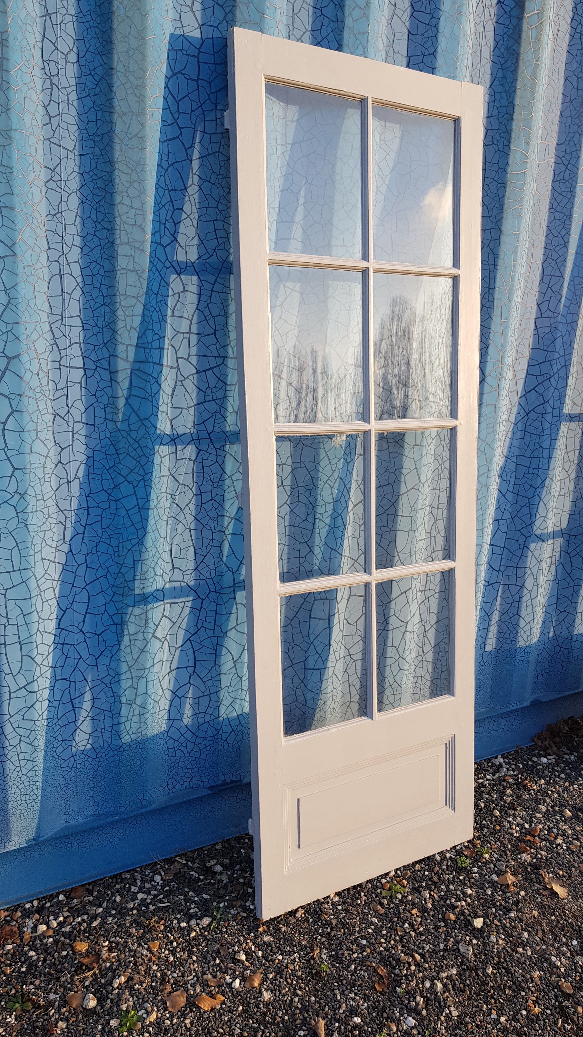 Lot of a double oak glass door