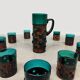 Vintage copper base bubble glass vase & glasses Nanny Still Raak