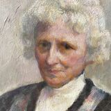 Portrait ancien signé Fernand Blondin daté 1932, huile sur toile vintage d'une femme