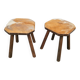 Vintage Milk Stools with Cowhide Seats, 1950s, Set of 2