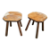 Vintage Milk Stools with Cowhide Seats, 1950s, Set of 2