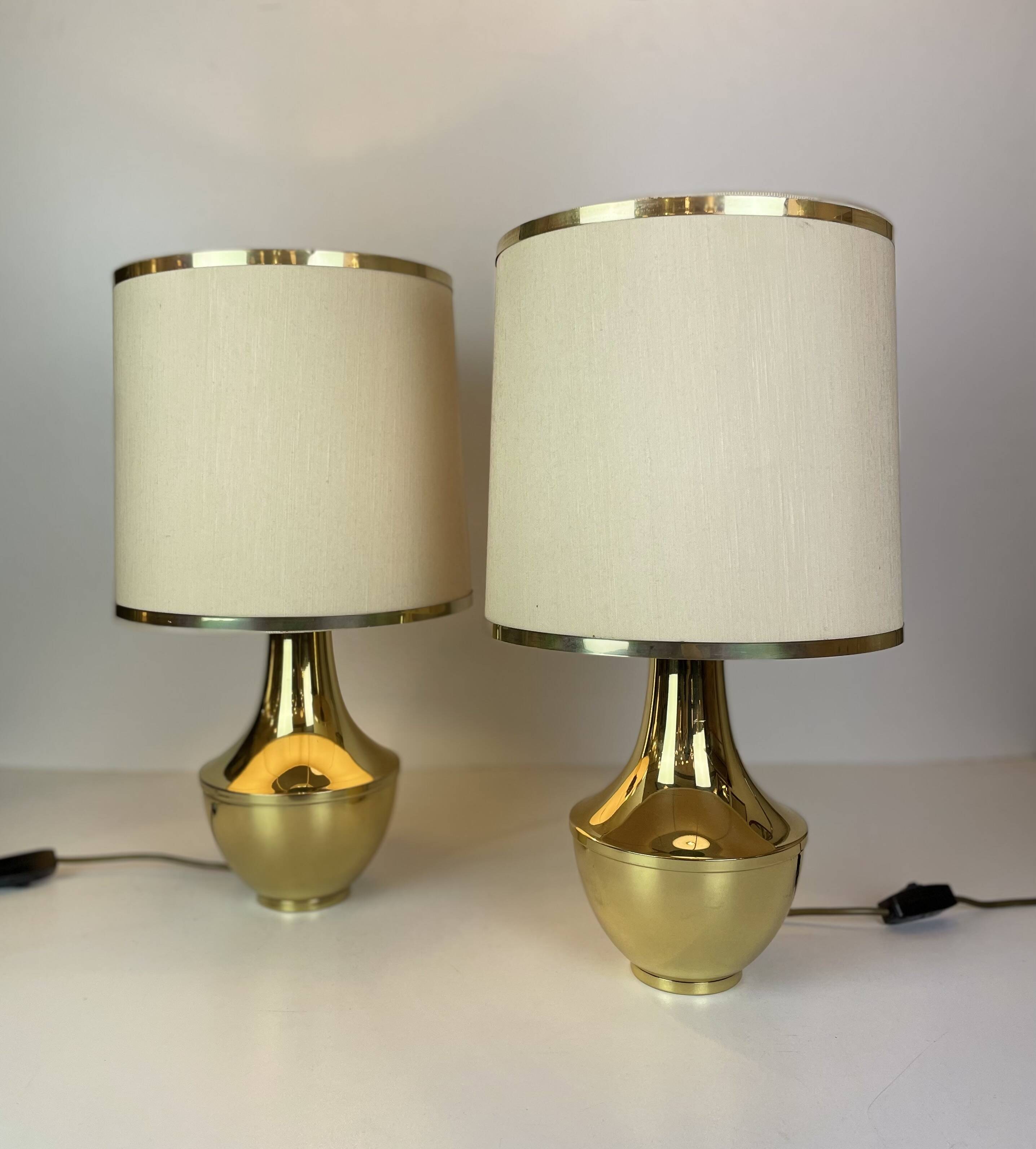 Pair of Italian Brass Table Lamp, 1970s
