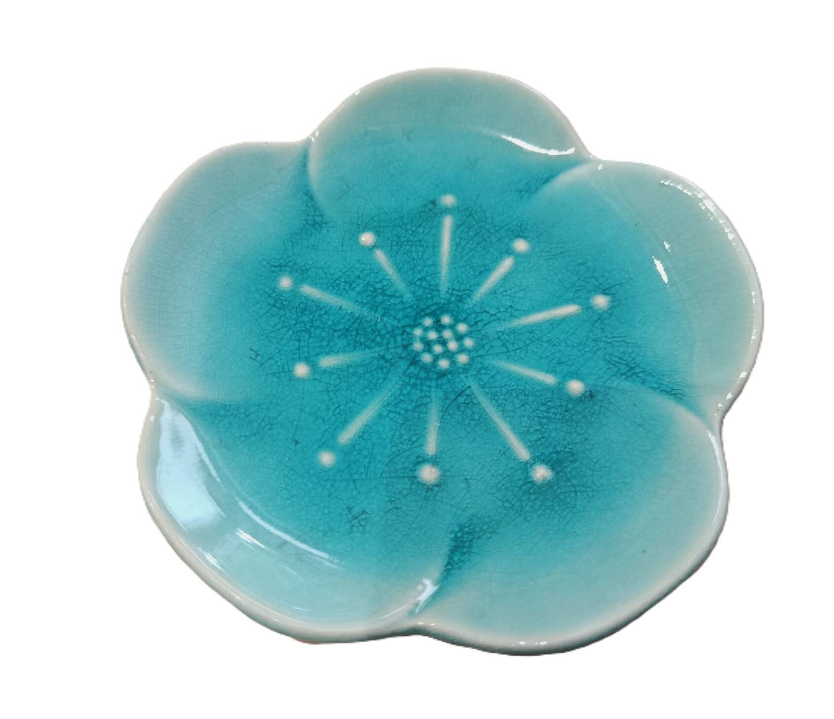 Pair of vintage turquoise flower bowls LBMDJ – 60s/70s