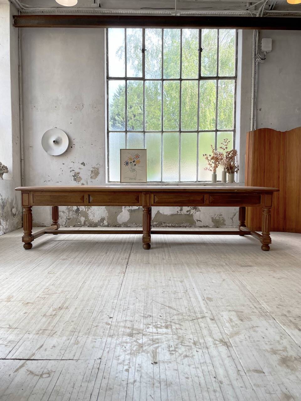 Solid walnut farmhouse castle table 1900 XXL