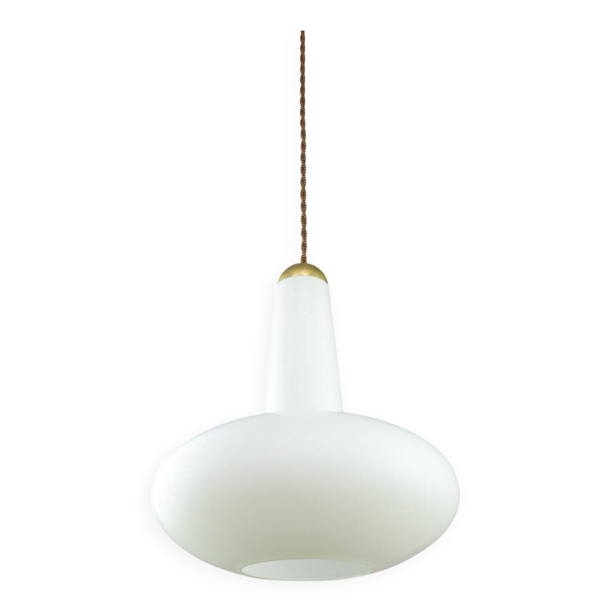 Mid-Century Italian Opaline and Brass Pendant Lamp