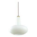 Mid-Century Italian Opaline and Brass Pendant Lamp