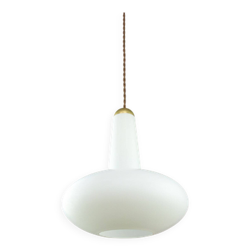 Mid-Century Italian Opaline and Brass Pendant Lamp