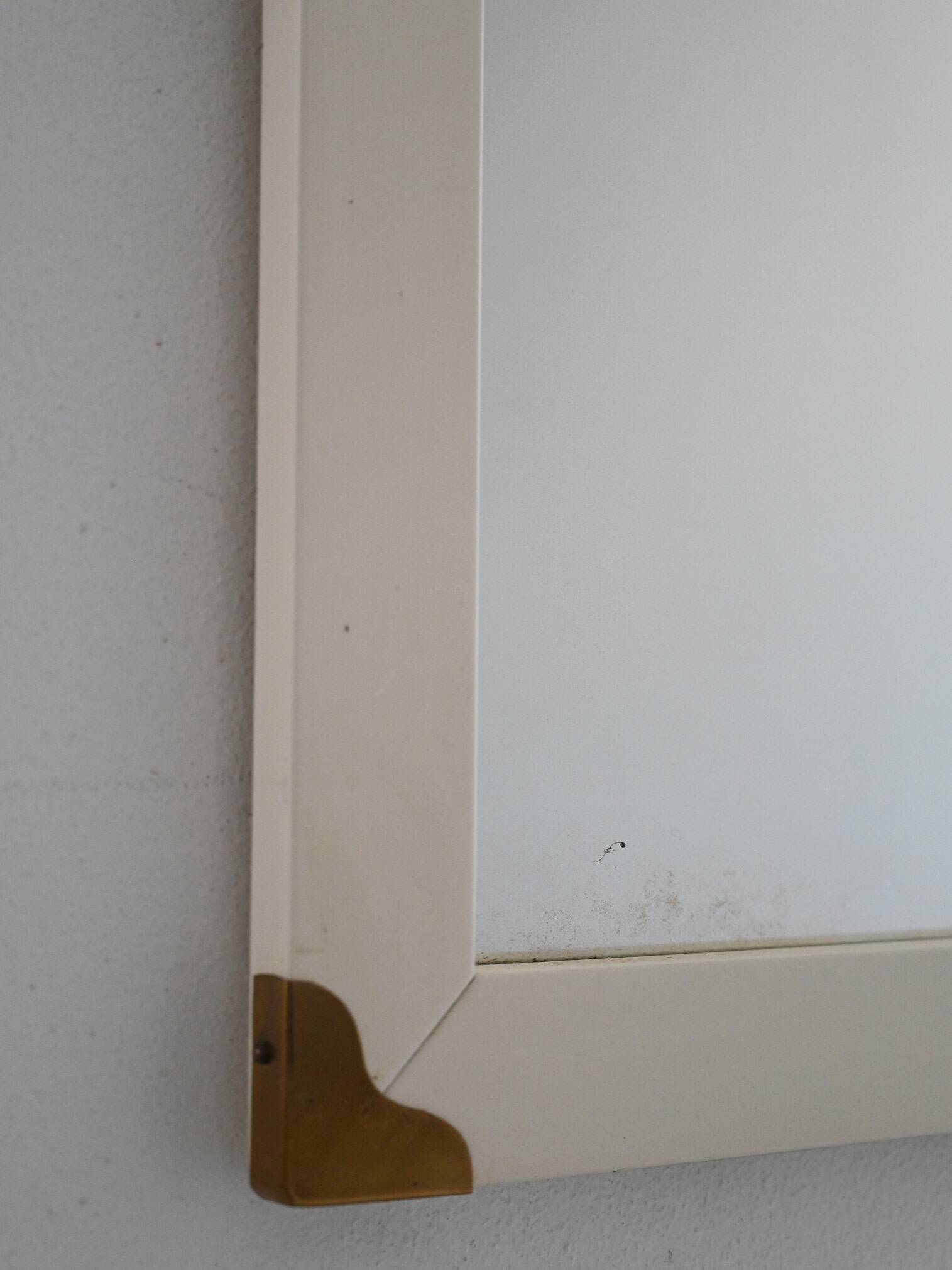 Scandinavian vintage mirror white with brass angles