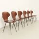 Six plywood chairs by Carlo Ratti, Italy, 1950s.
