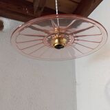 Vintage pink glass pendant light