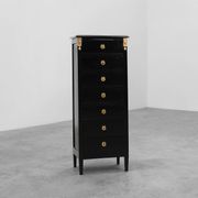 20th Century Louis XV-Style Black Lacquered Chest of Drawers with brass Mou