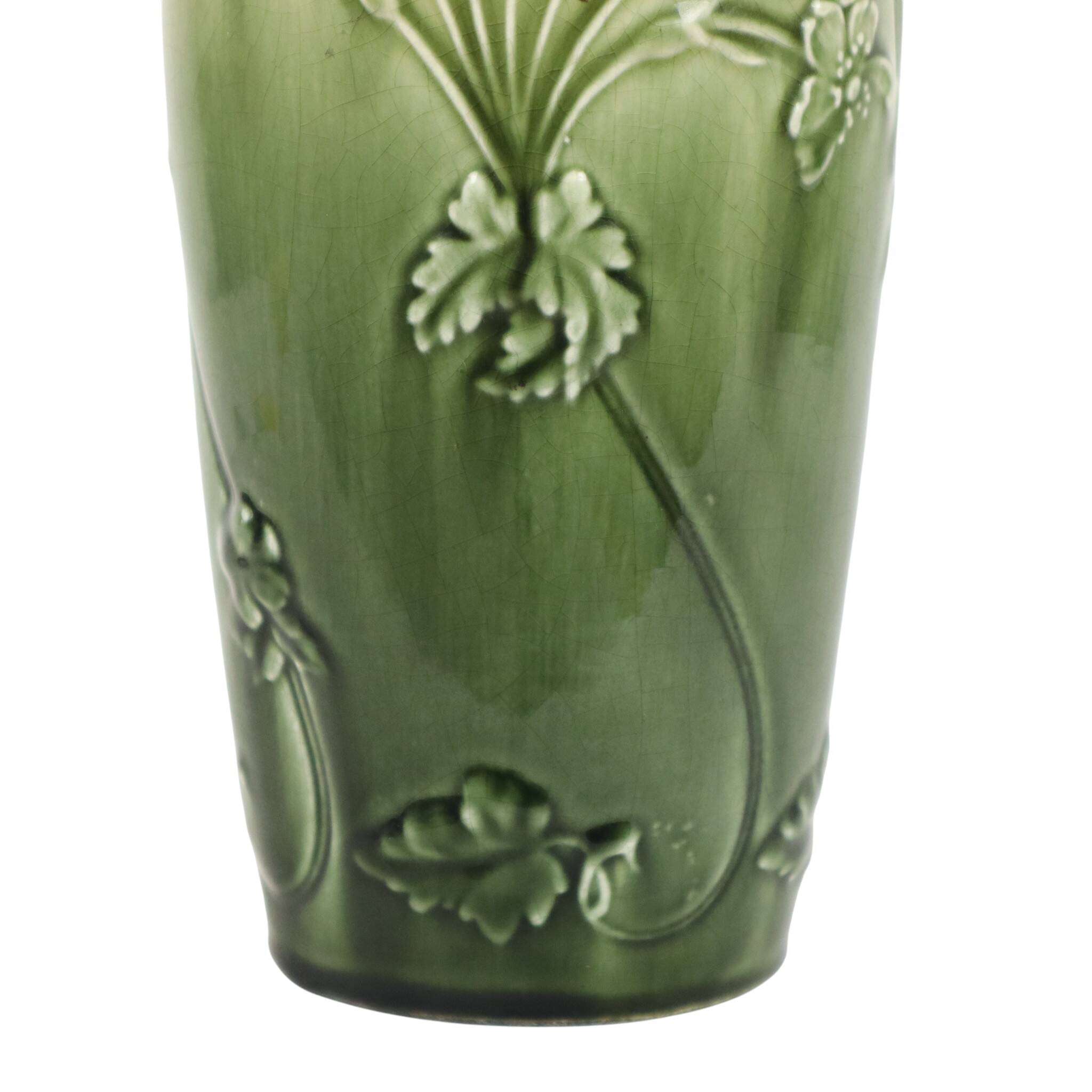 French Art Nouveau Vase Majolica Gustave De Bruyn 29cm