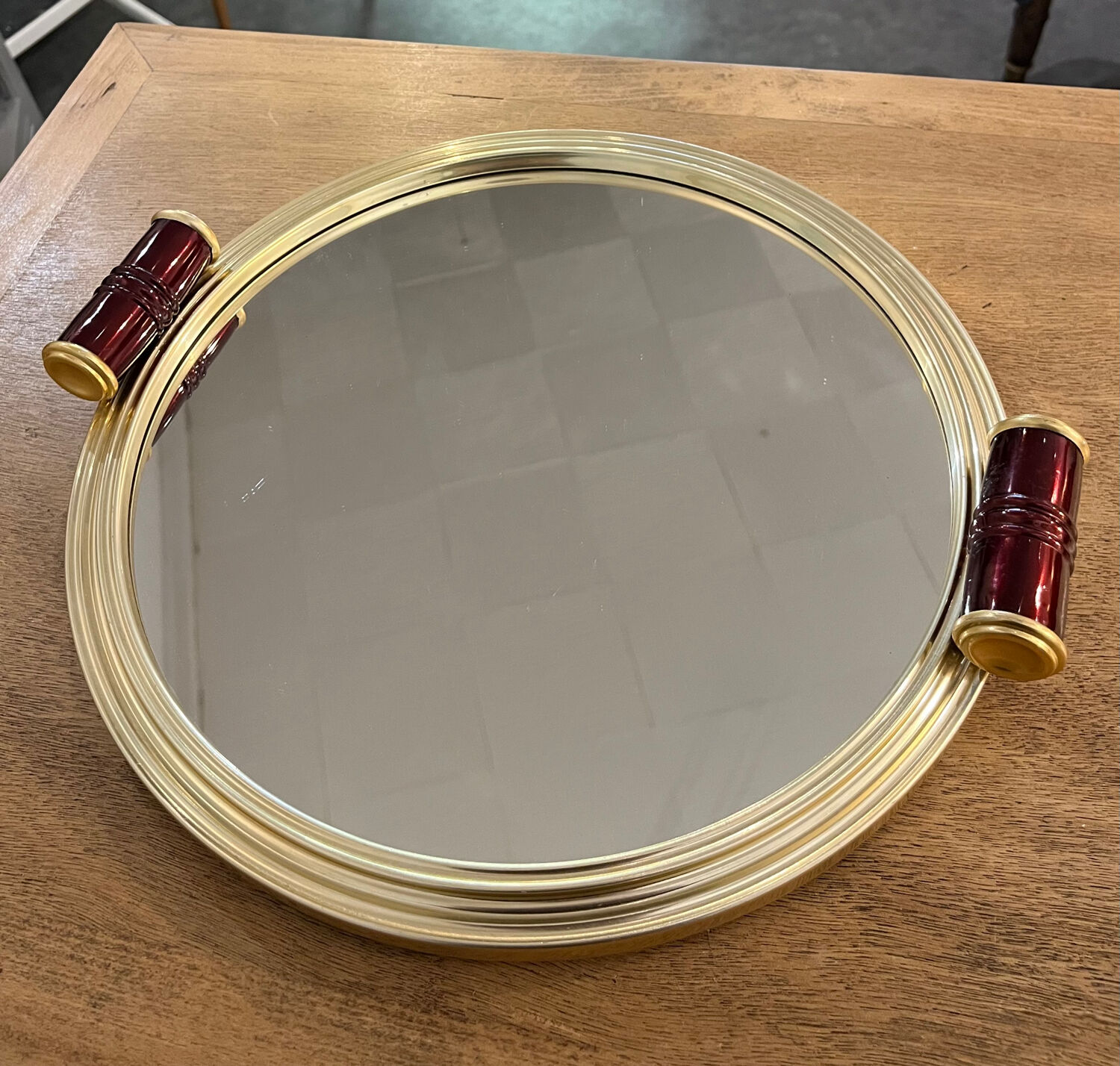 Golden mirror plateau Art Deco diameter 34cm