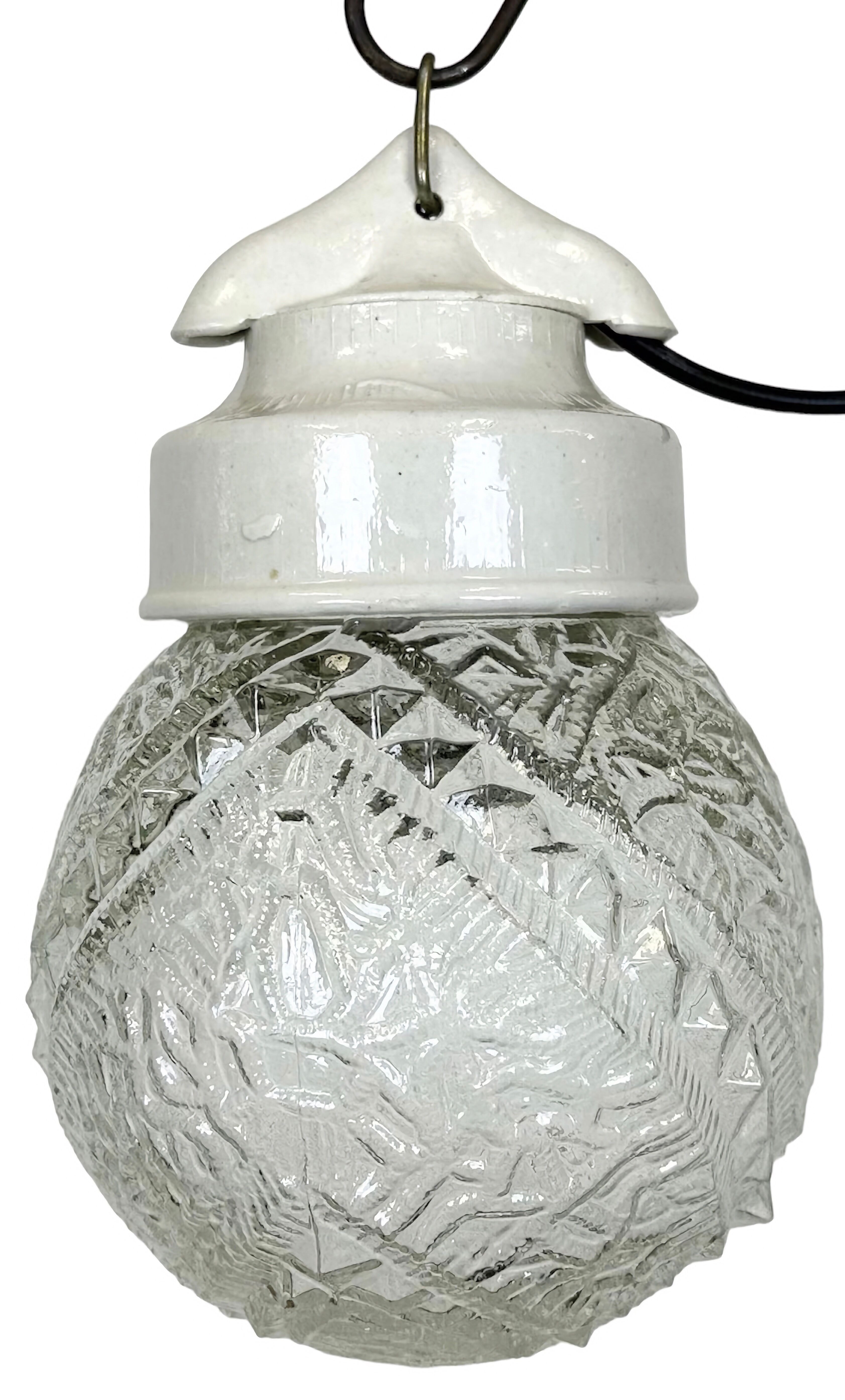 Vintage White Porcelain Pendant Light, 1970s