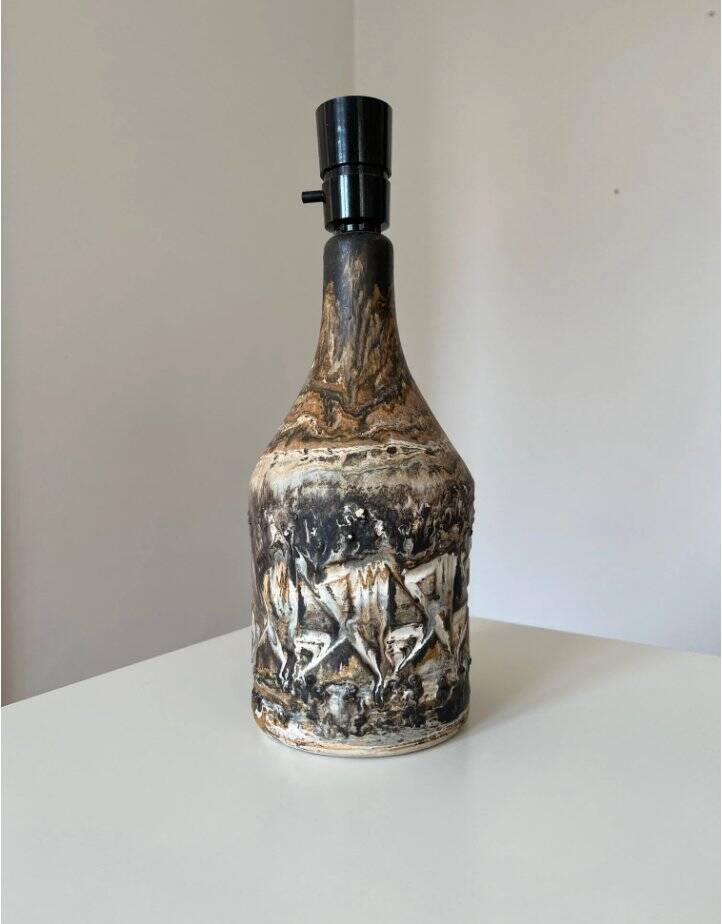 Vintage Danish stoneware table lamp by Birte Vedel Howards, 1960s