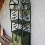 Library bamboo shelf and green woolly rattan