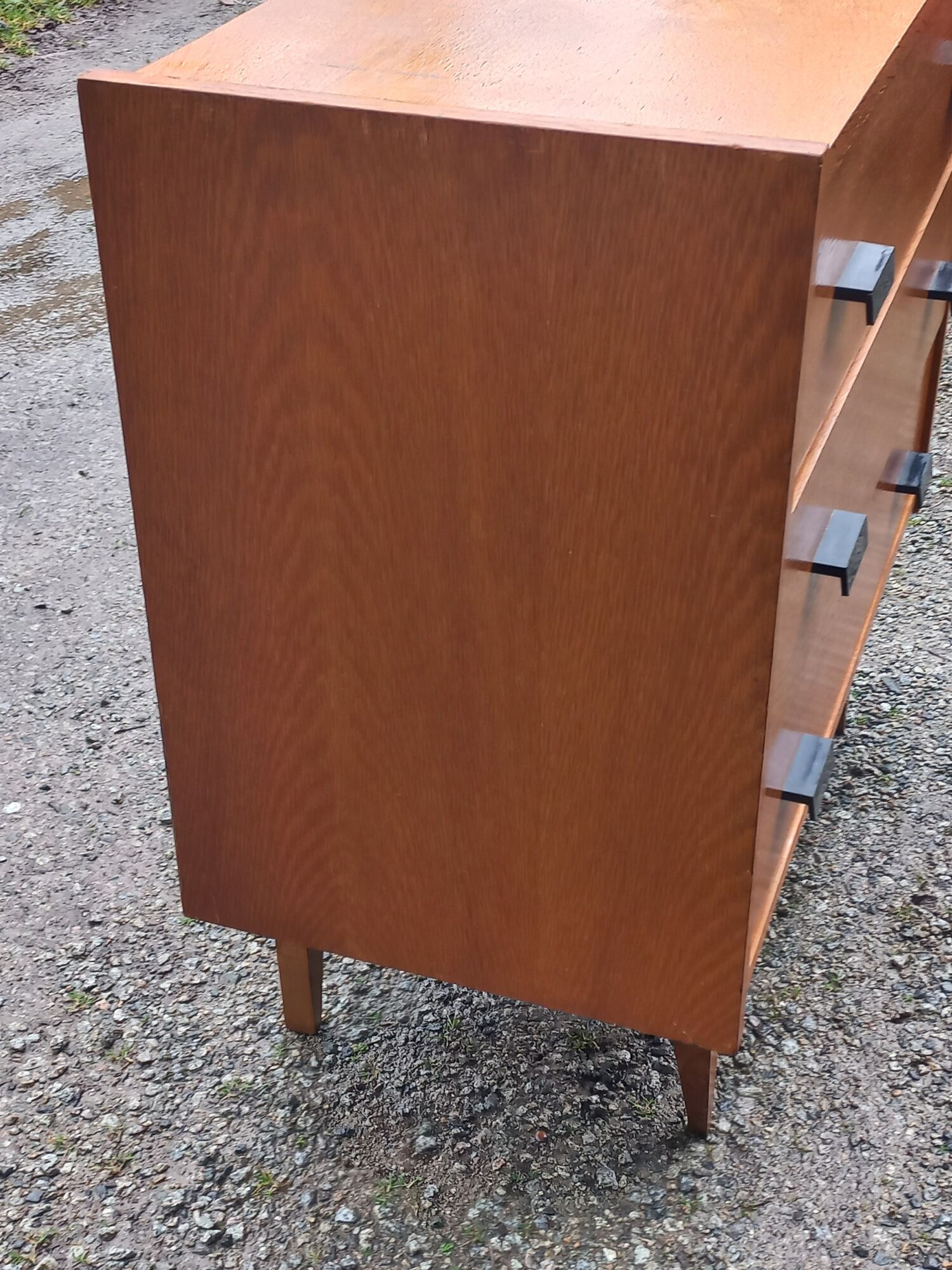 Vintage chest of drawers in gilded oak from the 50s 3 drawers feet bobbin
