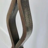 Hammered wrought iron and leather floor lamp by Jean Pierre Rickaert, 1950s