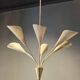 Elegant Chandelier with Six Arms, Perforated Metal Shade, Midcentury Modern