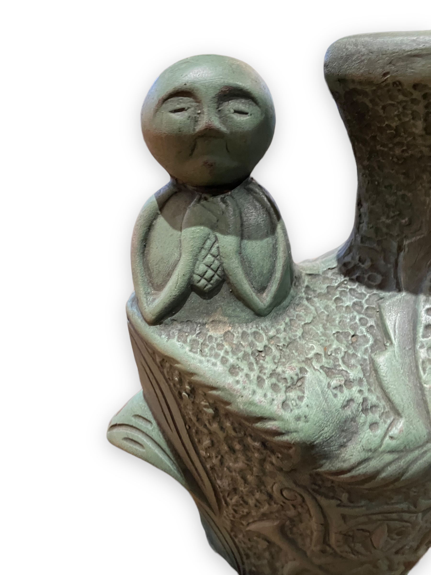 Ethnic anthropomorphic vase in patinated terracotta