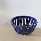 Large cobalt blue openwork bowl with golden studs