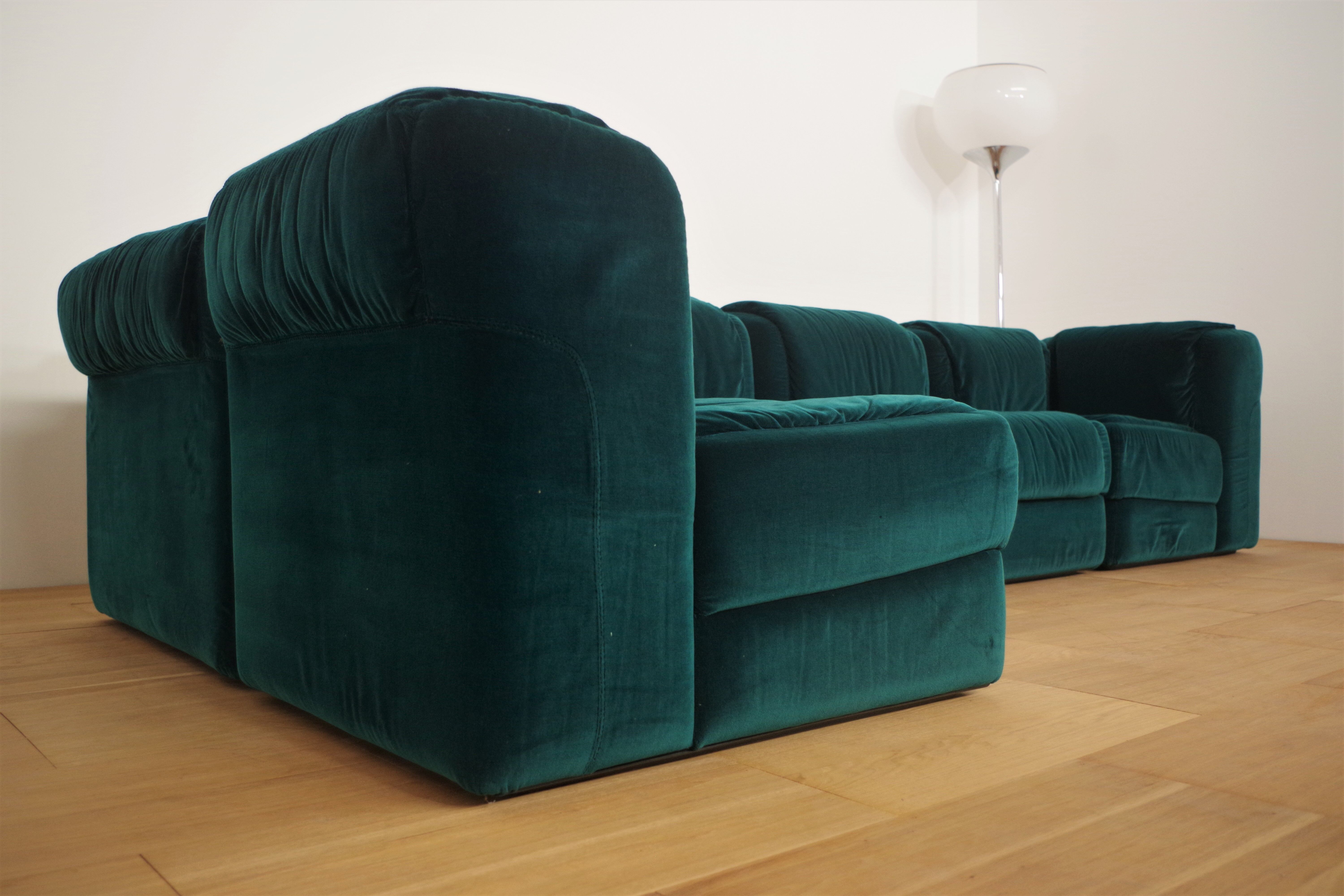 Fauteuils en Chenille de Seven Salotti, 1970s, Set de 5