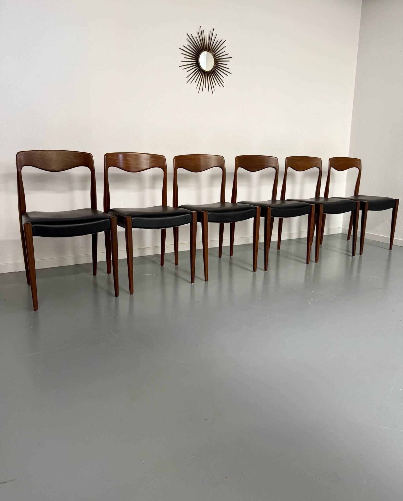 Lot of 6 chairs model 71 Scandinavian design Niels Otto Møller teak an60