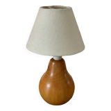 vintage wooden lamp small model with fabric shade 80's design