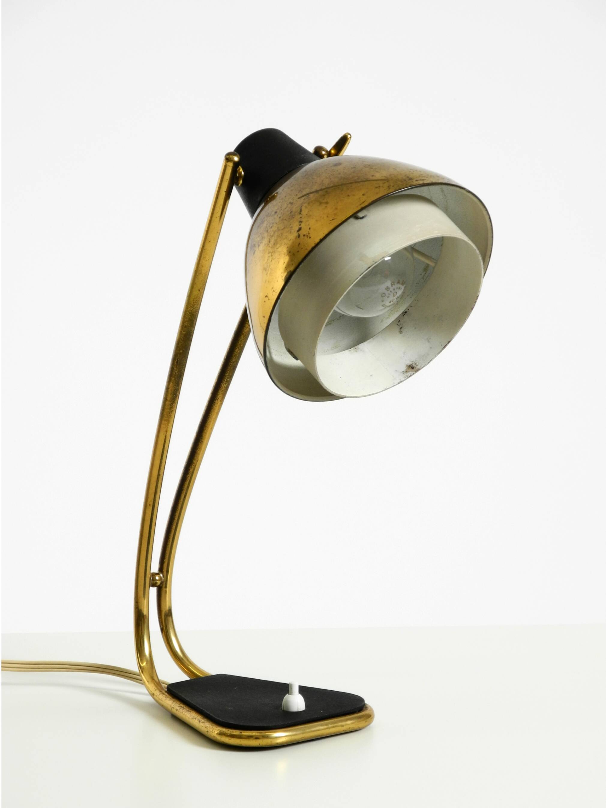 Rare large Mid Century Modern brass table lamp with beautiful patina