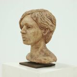 Studio Made Sculpted Woman Buste Portrait Head 1970s