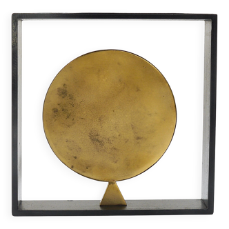 Iron and brass medal Carl Aubock bookends mid-century, Austria, 1970s