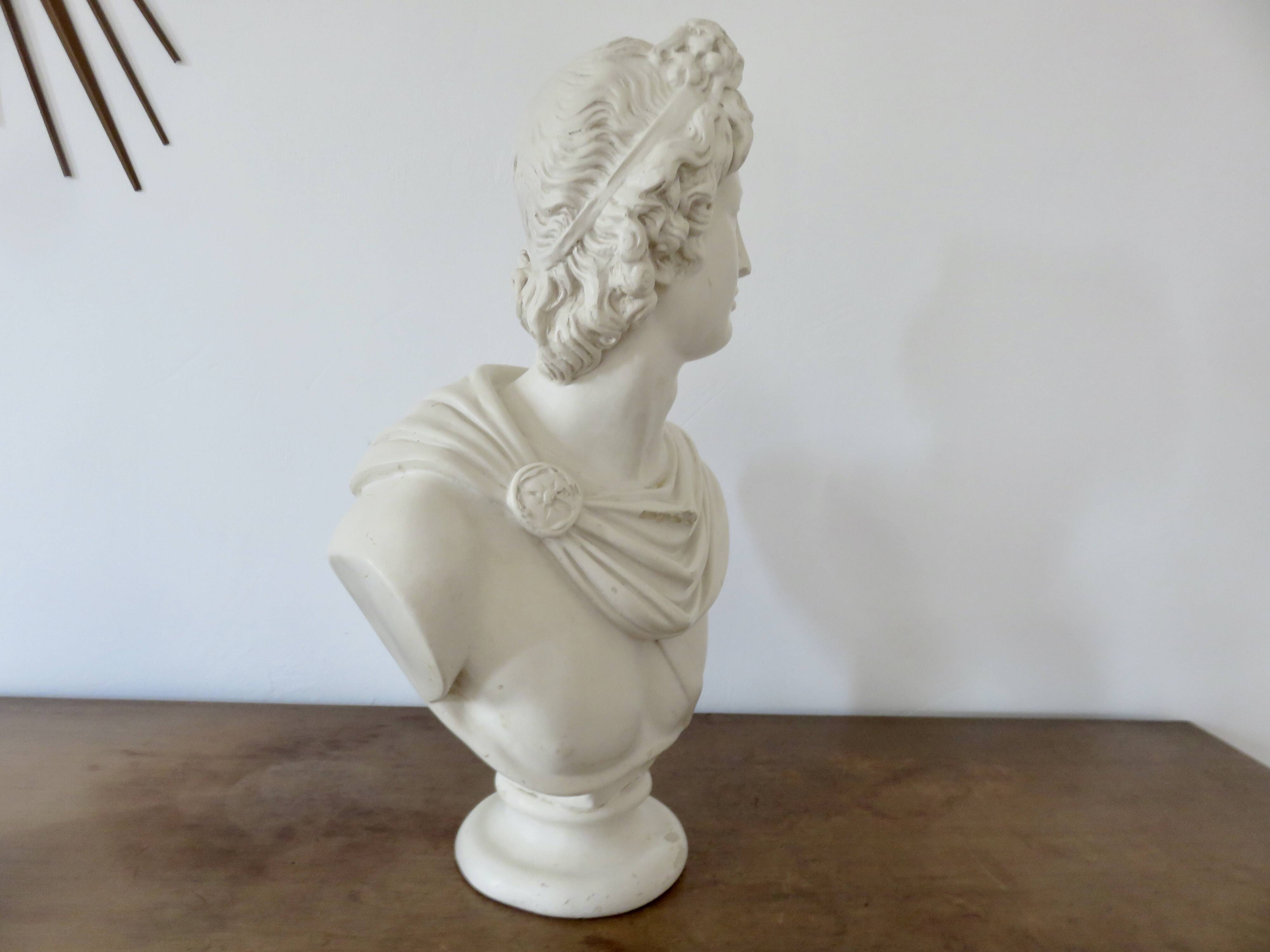 Plaster bust "apollo" 52cm. early 20th century