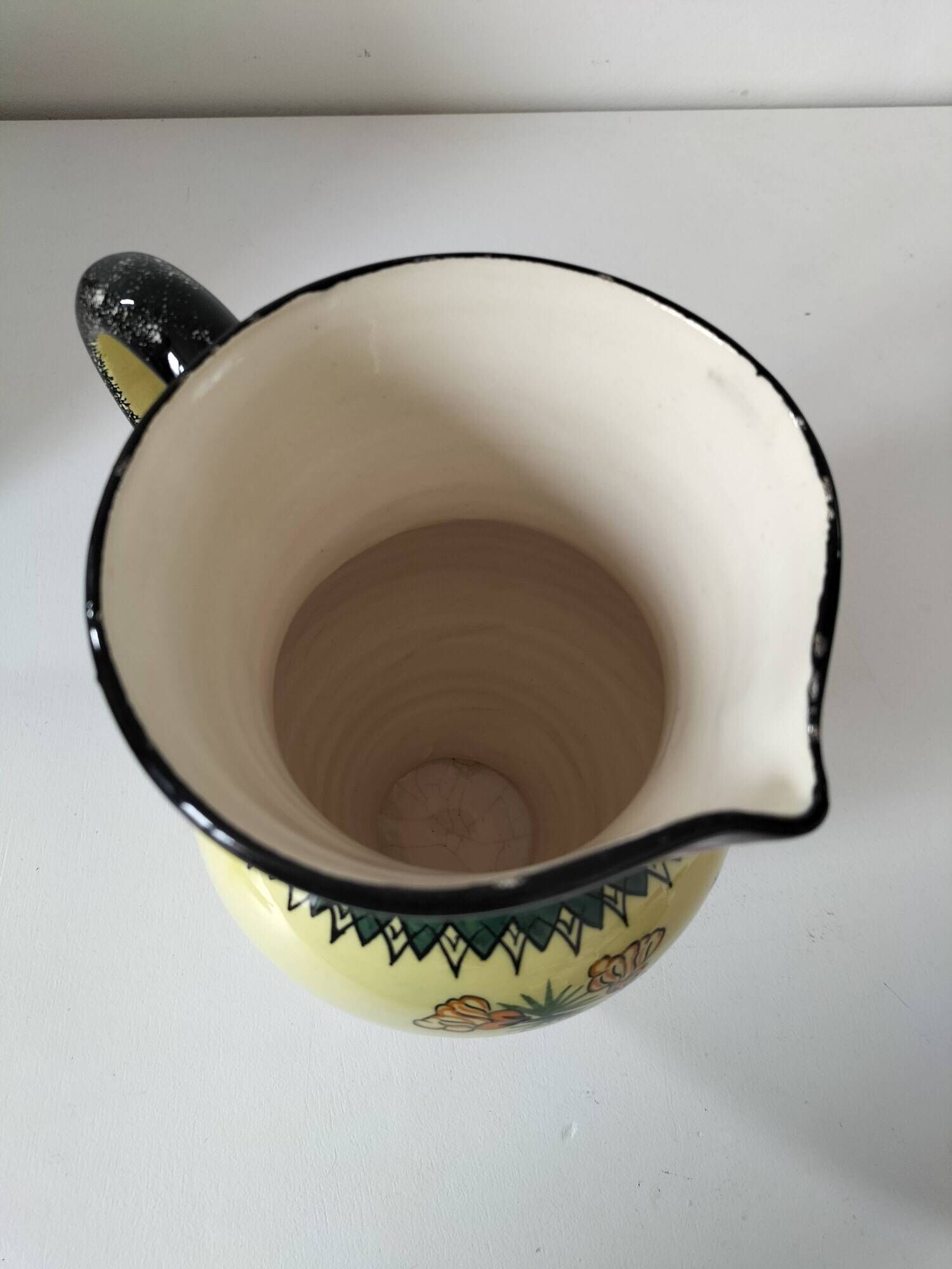 Large Henriot Quimper pitcher – circa 1930/50 – hand-painted Gorse decoration