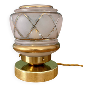 Lampe à poser globe - verre rose