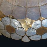 Colorful mother-of-pearl chandelier and brass